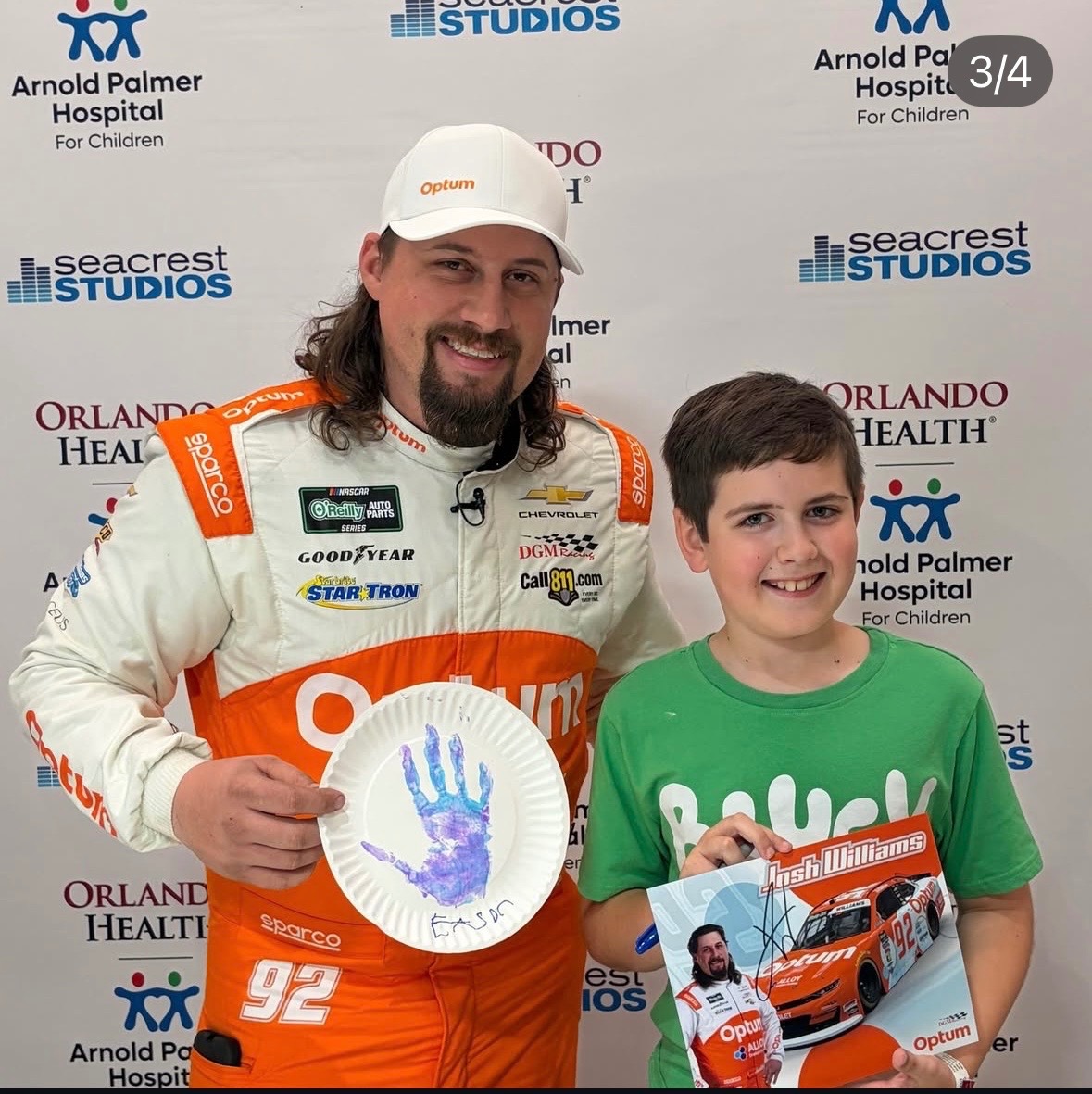 Josh Williams with young fans at Arnold Palmer Hospital for Children